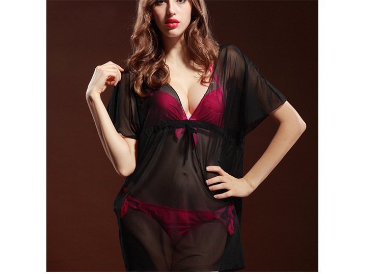 European And American Sexy Transparent Stretch Mesh Beach Lace Bikini Outer Blouse Women - Image 4