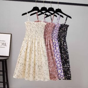 Women's Clothing Lady Style Floral Loose Slimming Fresh Sling Dress