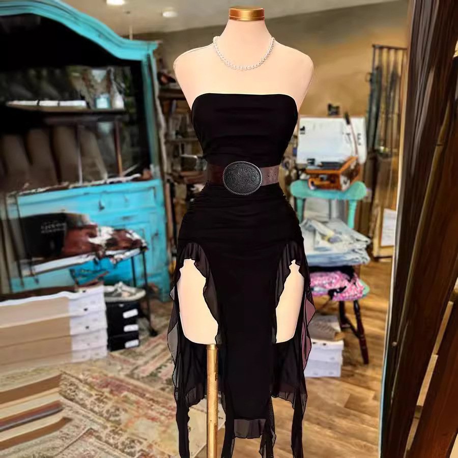 Women's Off-shoulder Tube Top Package Hip Slim Fit Irregular Dress - Image 2