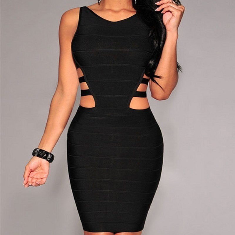 New Bandage Dresses For Women Black Sexy Sleeveless Ladies - Image 3