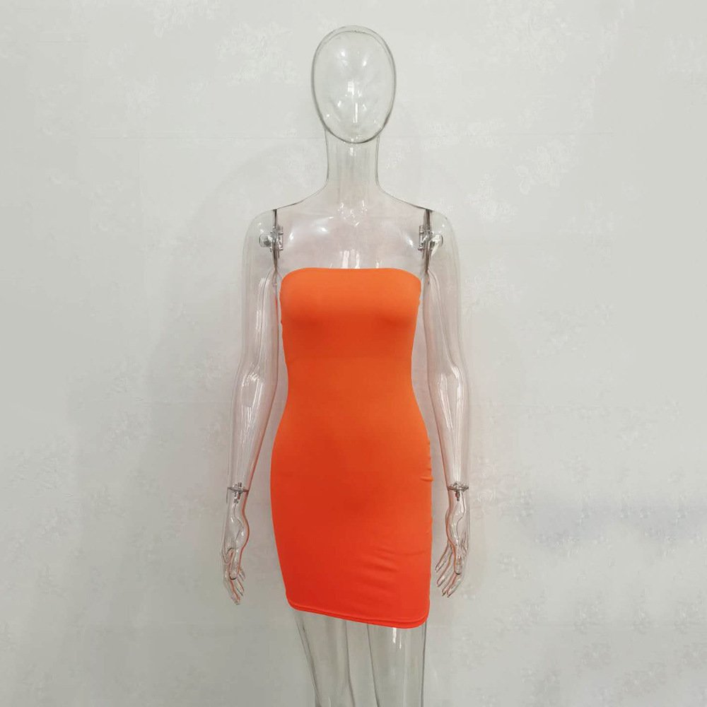 One-line Collar Hip Wrap Hundred Dresses For Women - Image 2