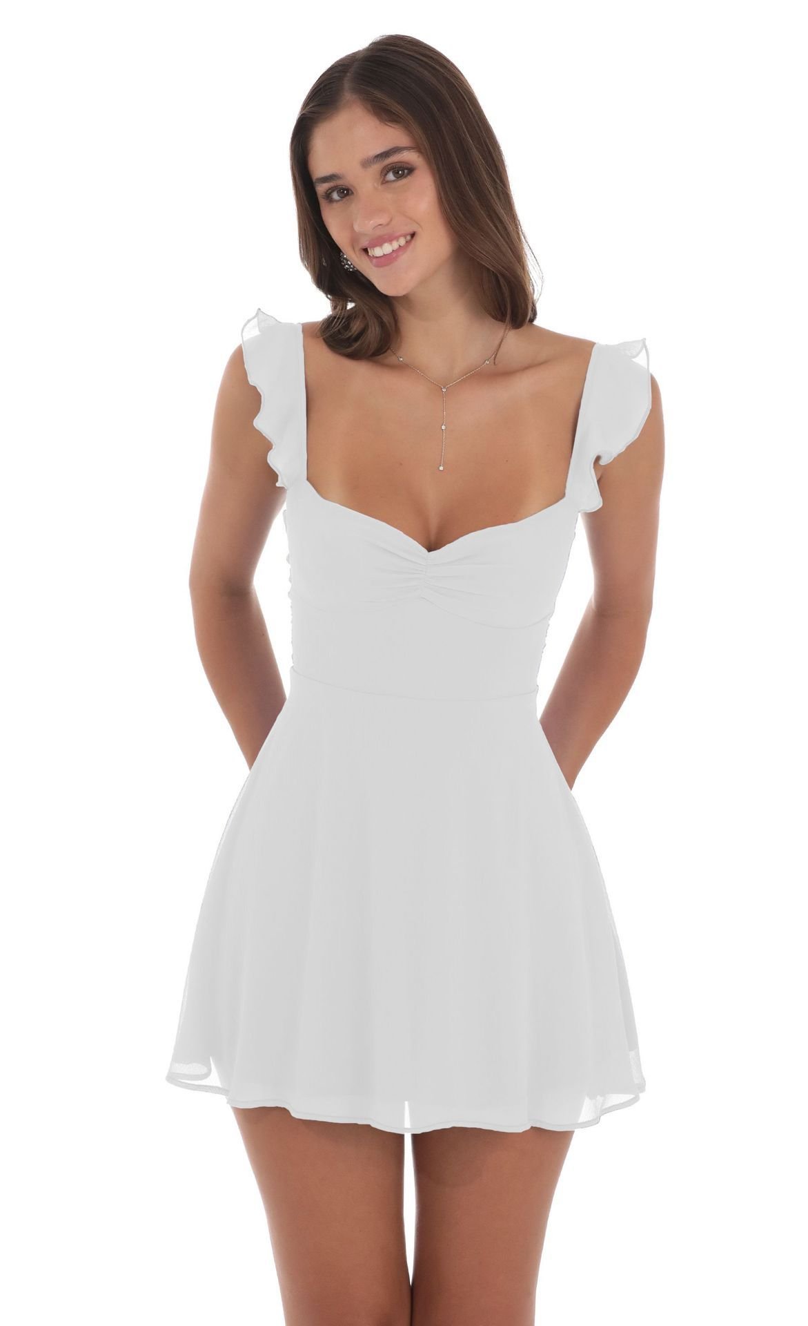 Women's Solid Color Chiffon Backless Thin Strap Dress - Image 3