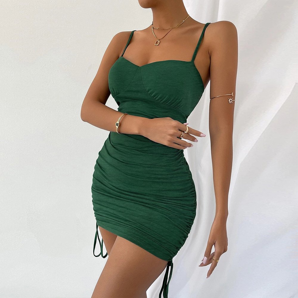 Women's Slim-fit Mid-waist Solid Color Slip Dress