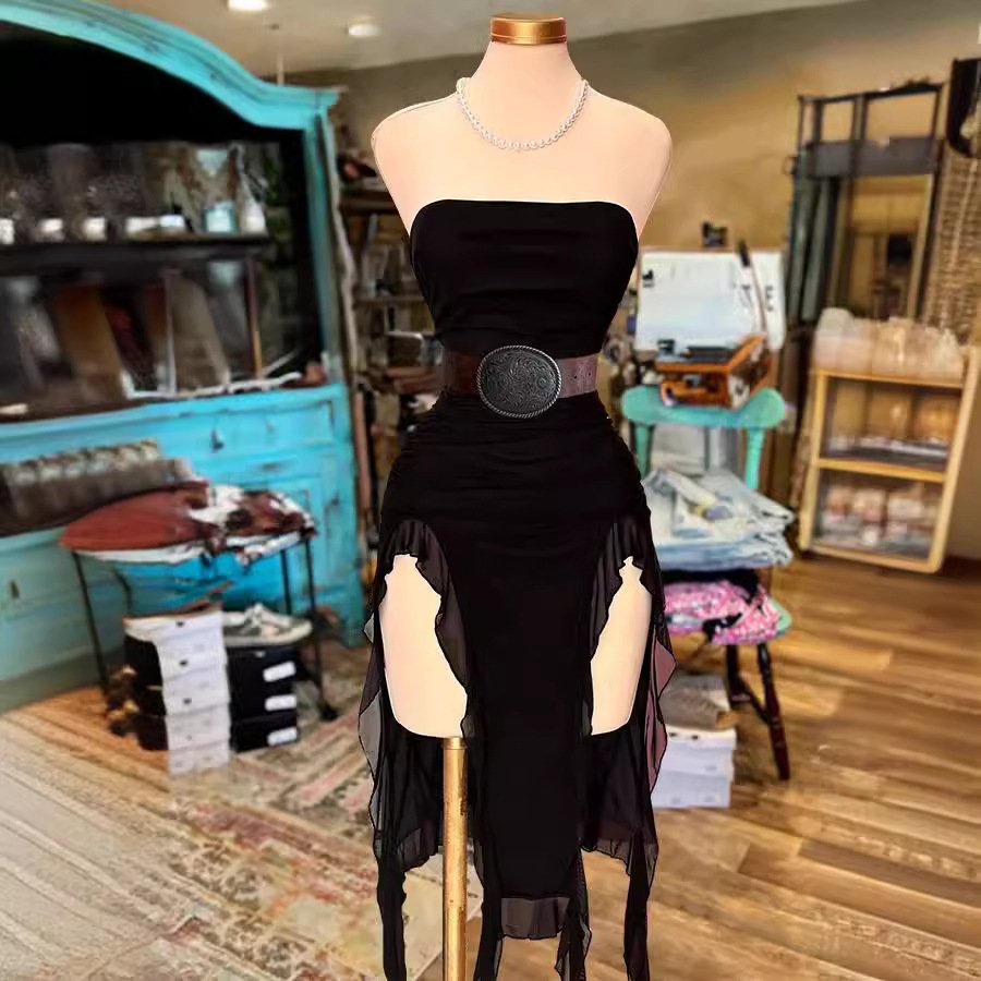 Women's Off-shoulder Tube Top Package Hip Slim Fit Irregular Dress