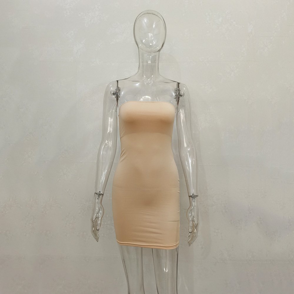 One-line Collar Hip Wrap Hundred Dresses For Women - Image 6