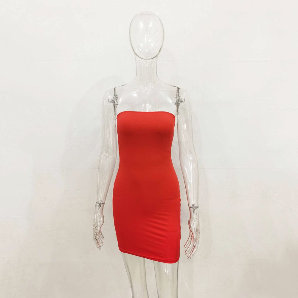 One-line Collar Hip Wrap Hundred Dresses For Women - Image 3