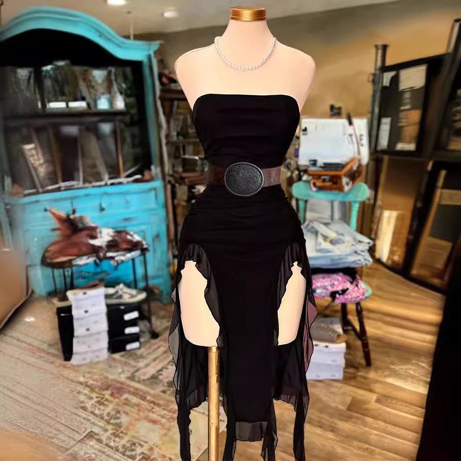 Women's Off-shoulder Tube Top Package Hip Slim Fit Irregular Dress - Image 4